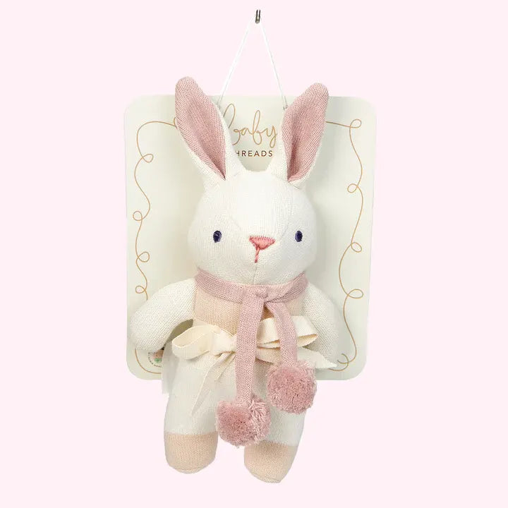 Cream Baby Threads Bunny Rattle