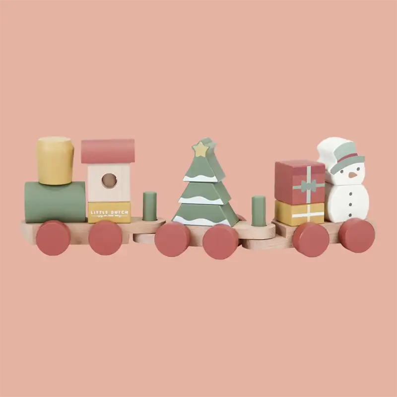 Christmas Stacking Wooden Block Winter Train