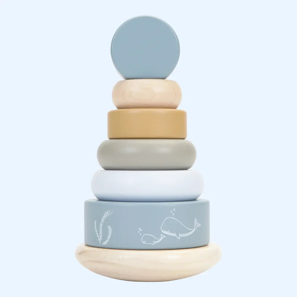 Wooden Rocking Ring Stacking Toy - Blue Ocean