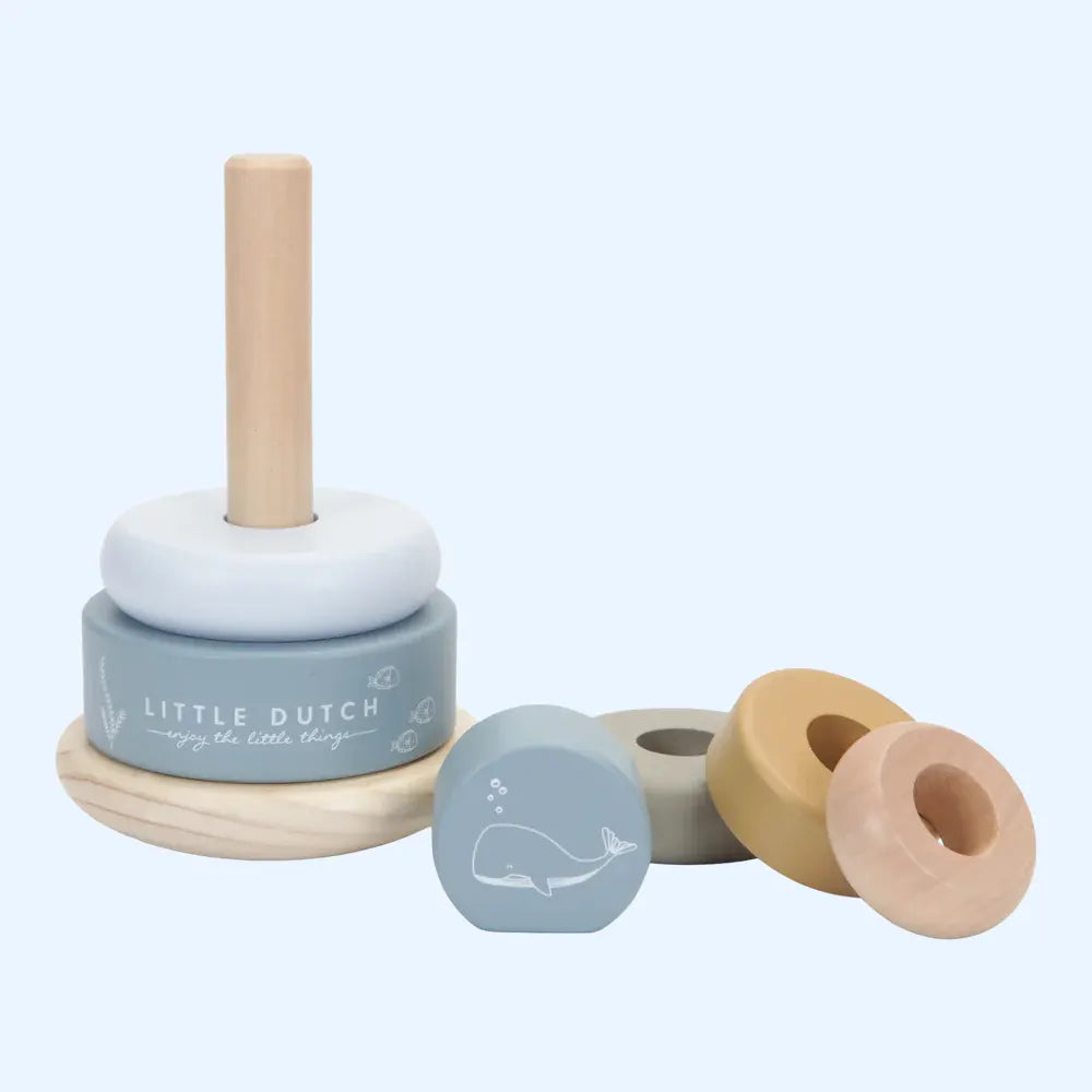 Wooden Rocking Ring Stacking Toy - Blue Ocean