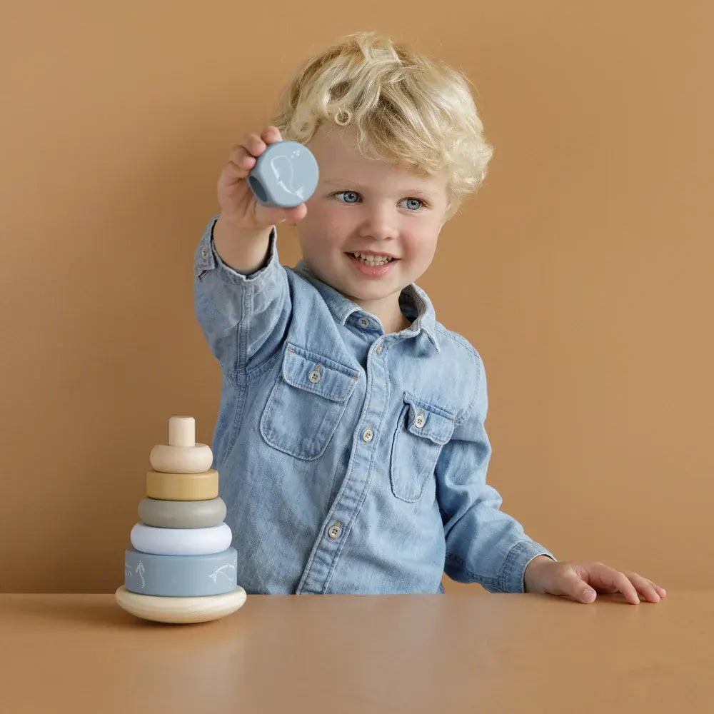 Wooden Rocking Ring Stacking Toy - Blue Ocean