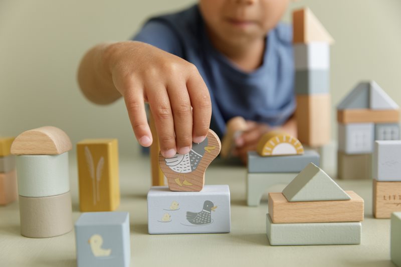 Wooden Building Blocks Blue