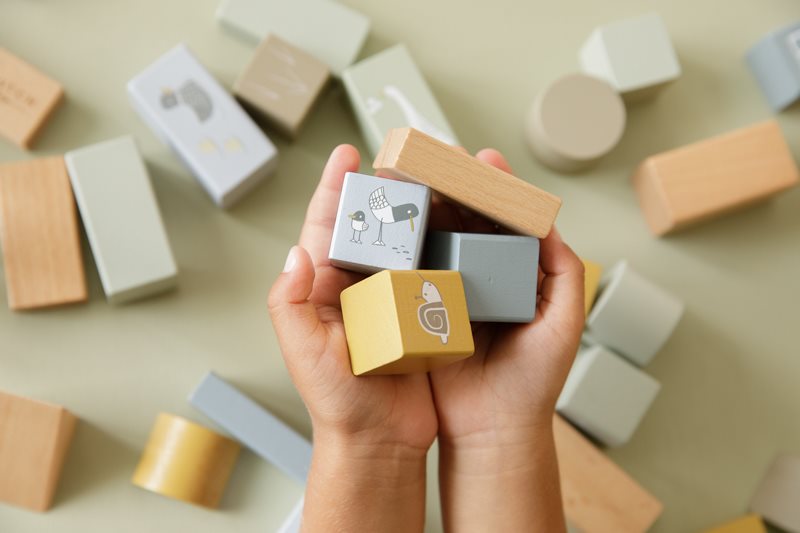 Wooden Building Blocks Blue