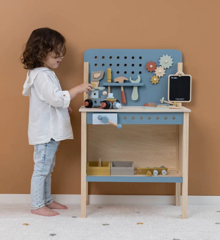 Wooden Workbench With Toy Tools