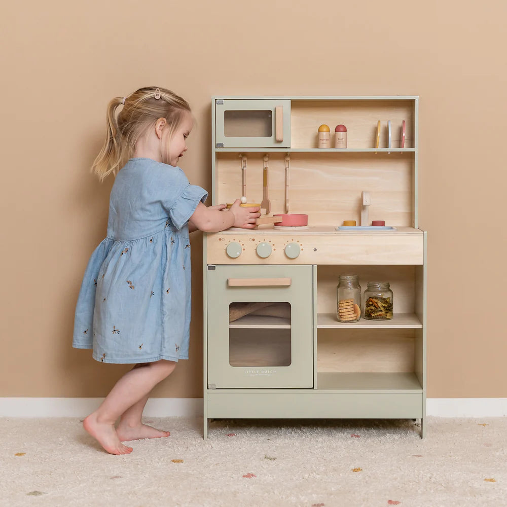 Wooden Play Kitchen in Mint