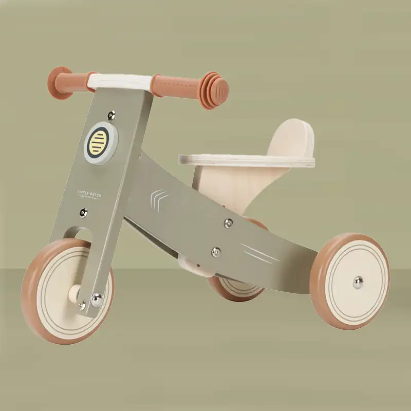 Olive Green Wooden Balancing Tricycle