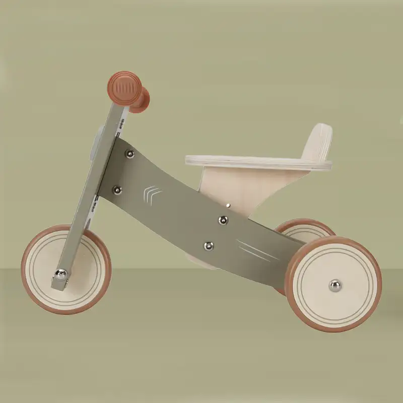 Olive Green Wooden Balancing Tricycle