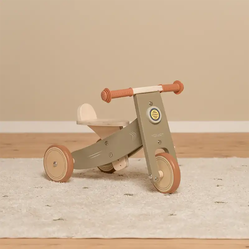 Olive Green Wooden Balancing Tricycle
