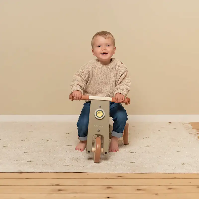 Olive Green Wooden Balancing Tricycle