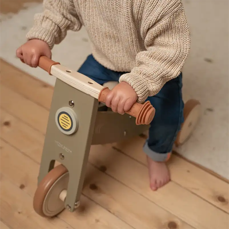 Olive Green Wooden Balancing Tricycle