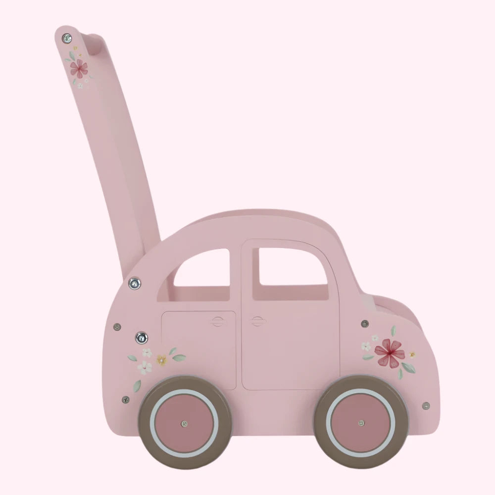 Wooden Baby Walker Car Pink