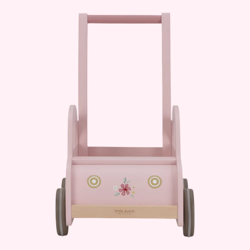 Wooden Baby Walker Car Pink