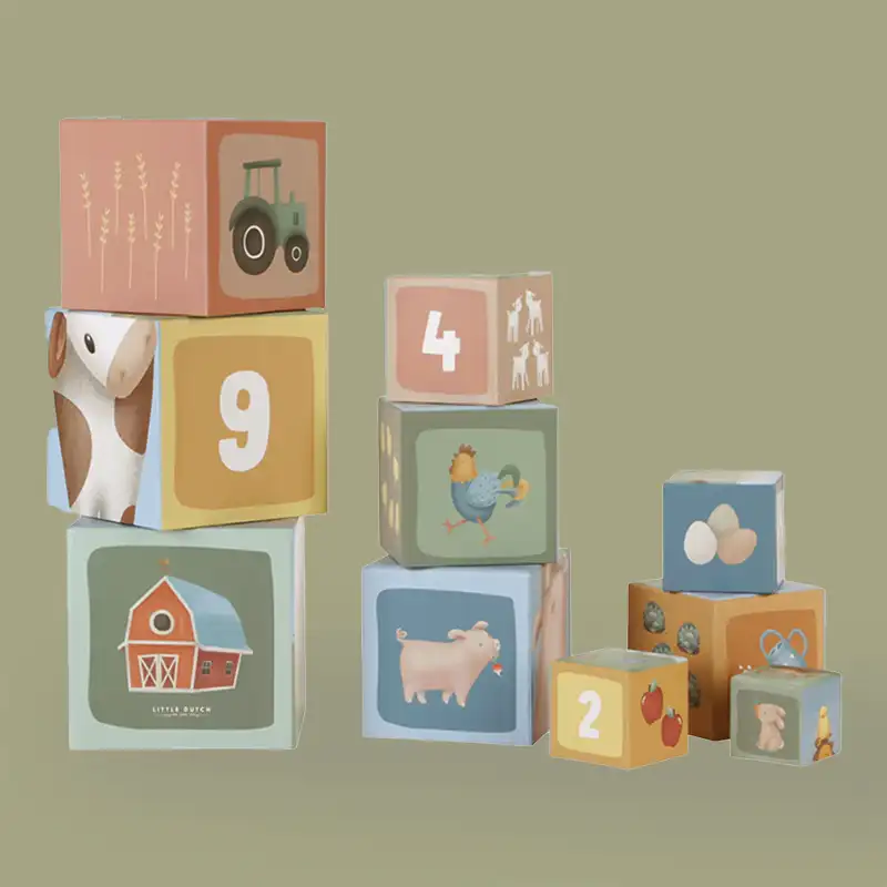 Little Farm Cardboard Building Block Cubes