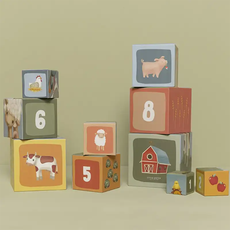 Little Farm Cardboard Building Block Cubes