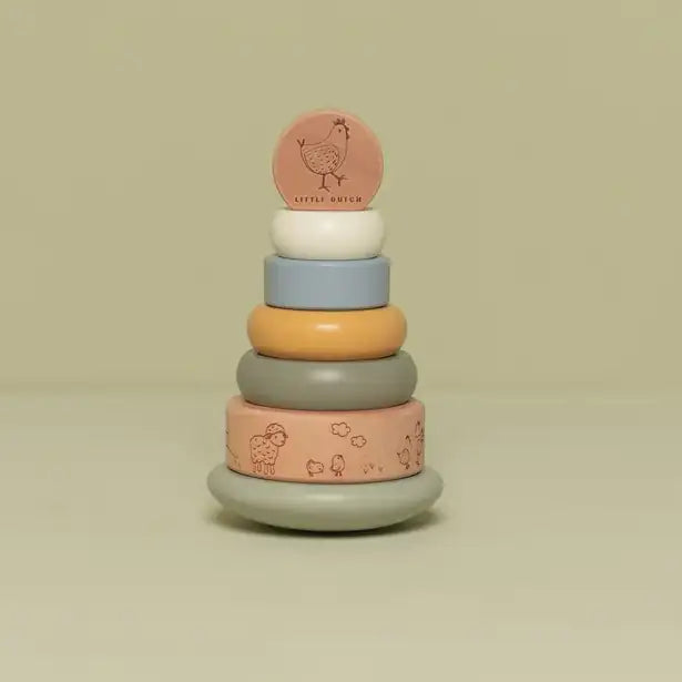 Wooden Rocking Ring Stacking Toy - Little Farm