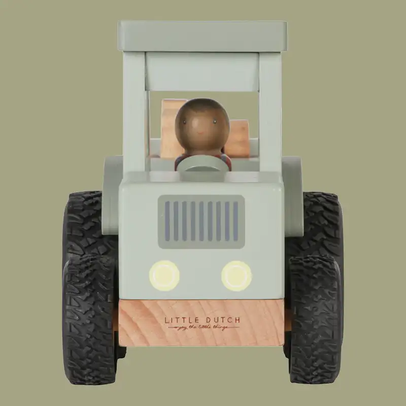 Little Farm Wooden Toy Tractor With Trailer