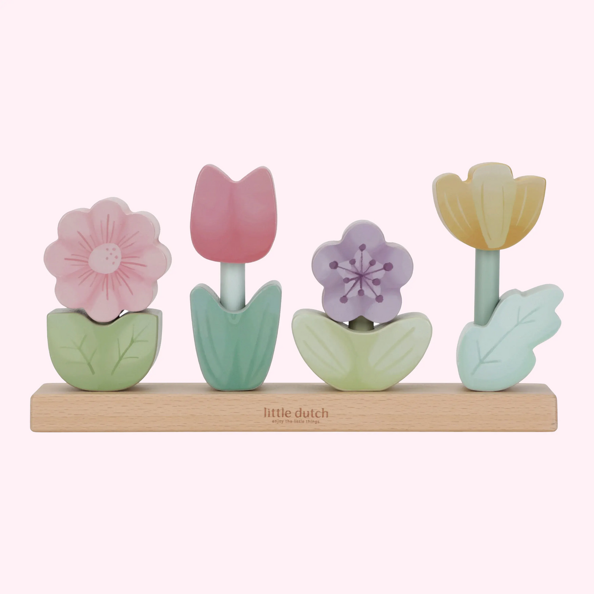 Fairy Garden Wooden Stacking Puzzle Flowers