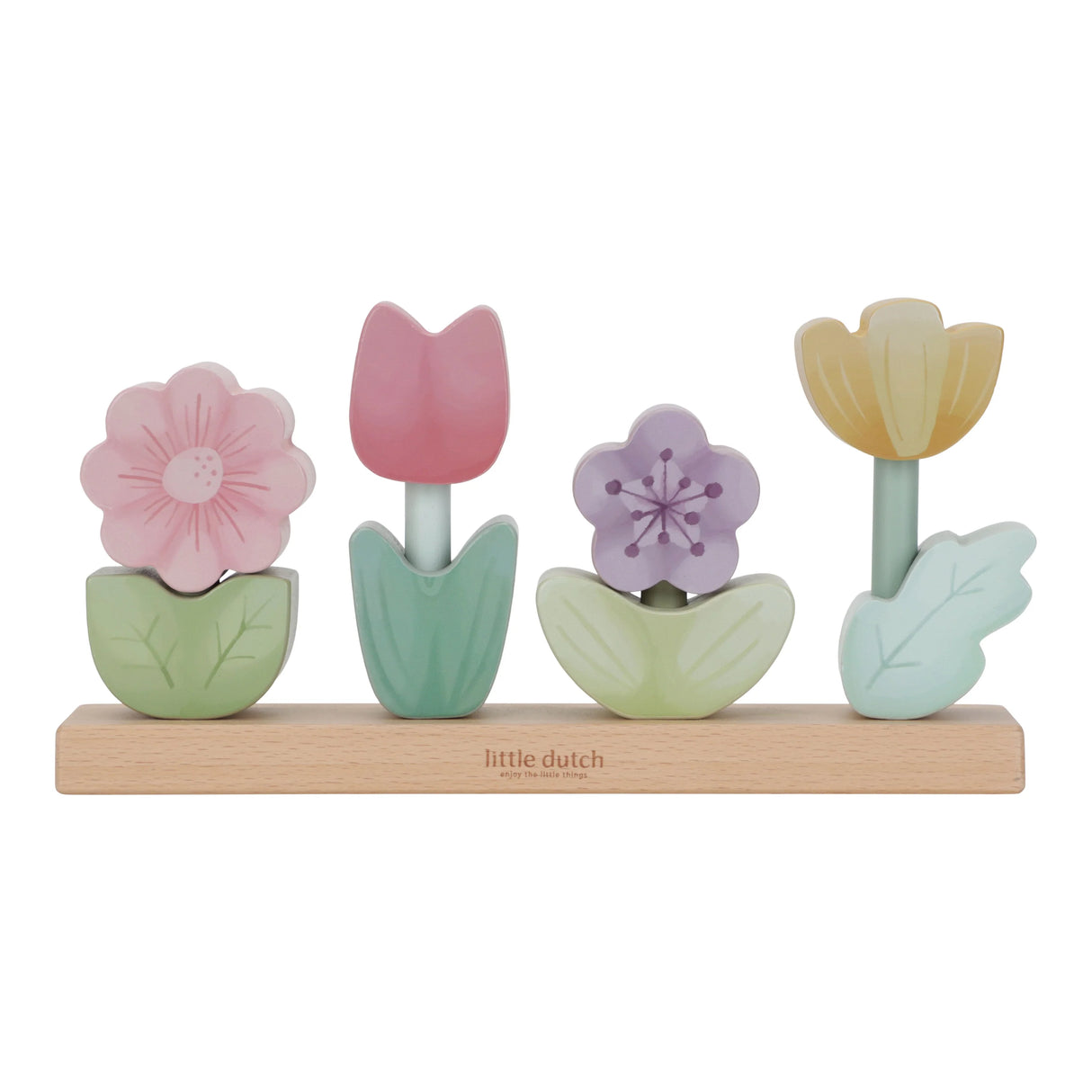 Fairy Garden Wooden Stacking Puzzle Flowers