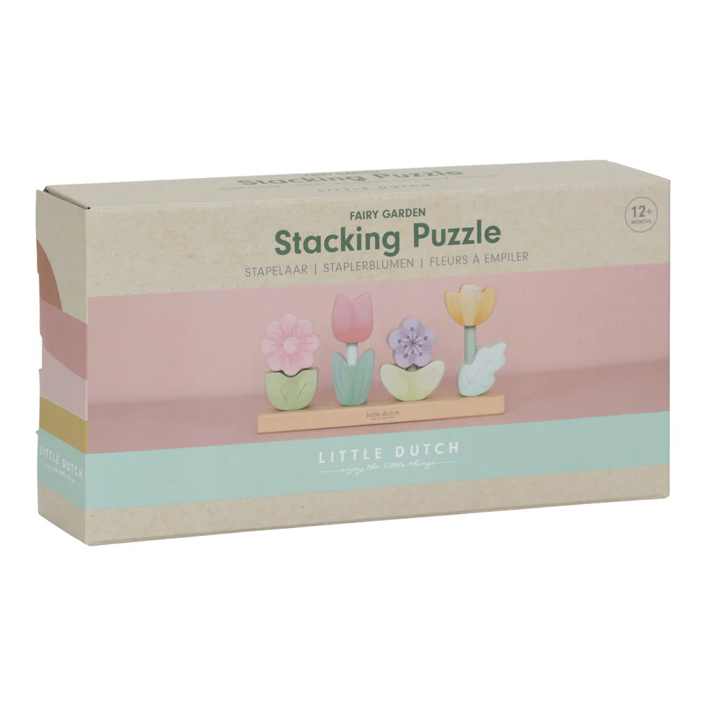 Fairy Garden Wooden Stacking Puzzle Flowers