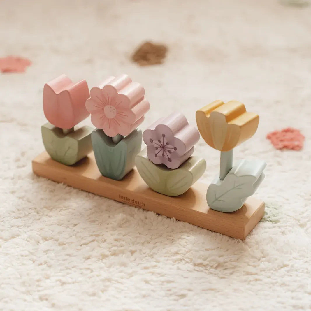 Fairy Garden Wooden Stacking Puzzle Flowers
