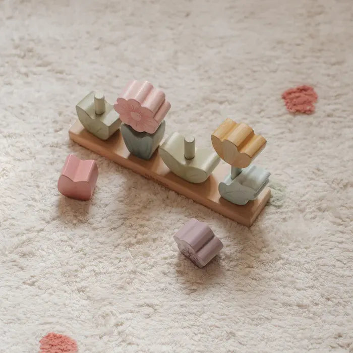 Fairy Garden Wooden Stacking Puzzle Flowers