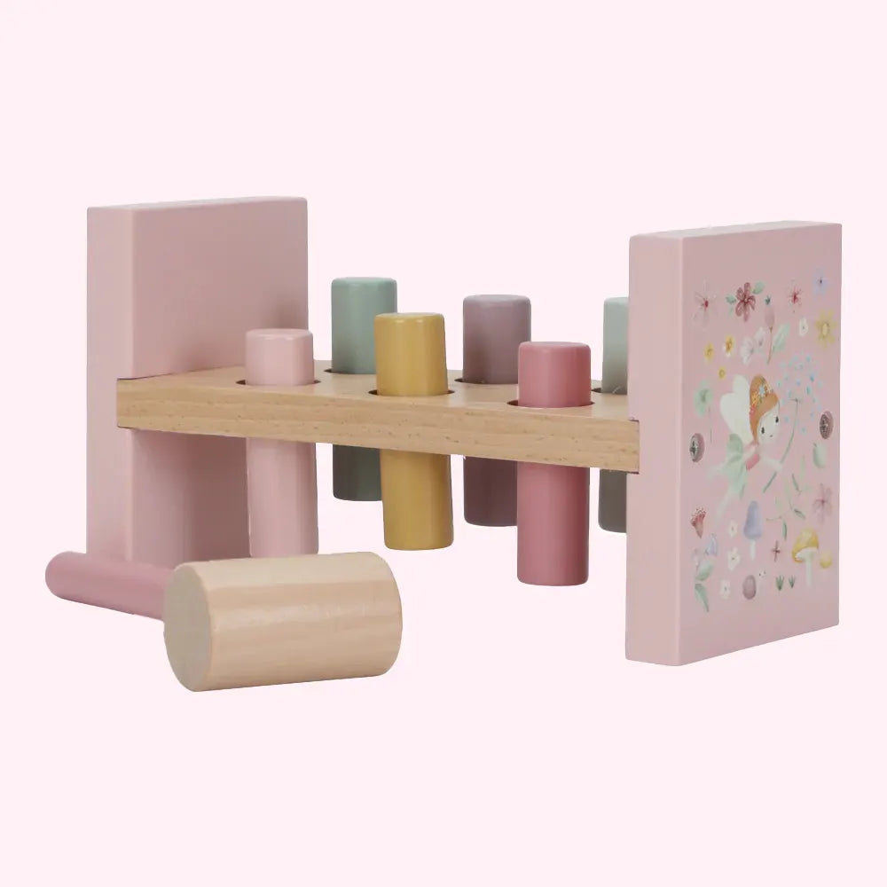 Fairy Garden Wooden Hammer Pounding Bench