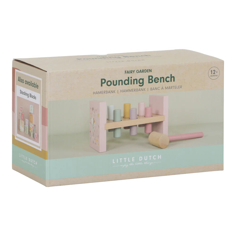 Fairy Garden Wooden Hammer Pounding Bench