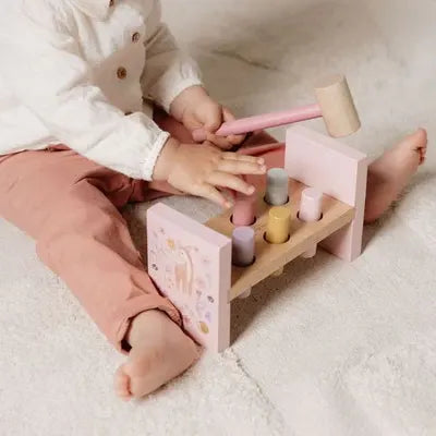 Fairy Garden Wooden Hammer Pounding Bench