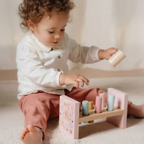 Fairy Garden Wooden Hammer Pounding Bench