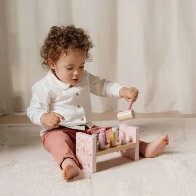 Fairy Garden Wooden Hammer Pounding Bench