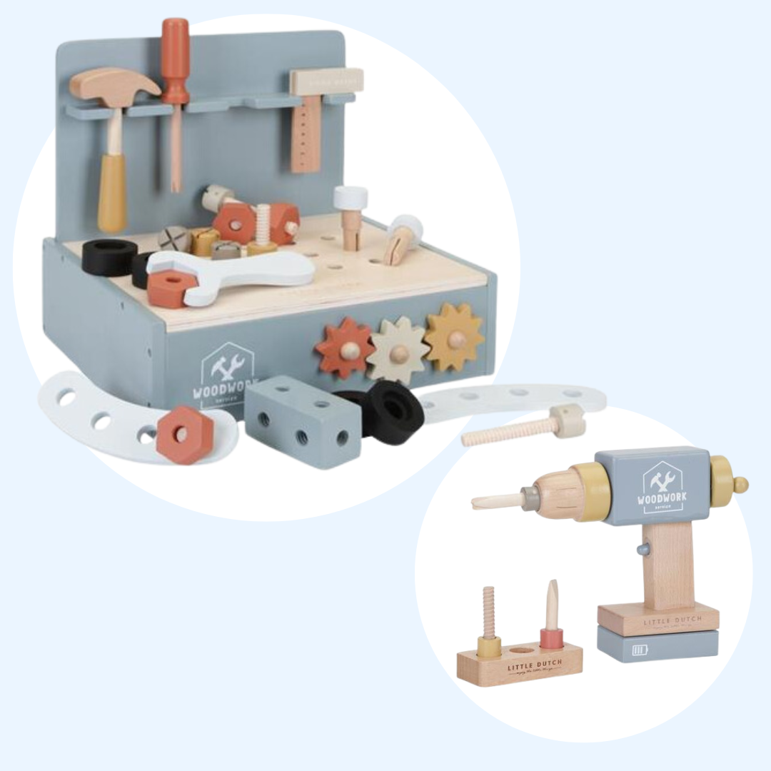 Mini Workbench and Drill Play Set Bundle
