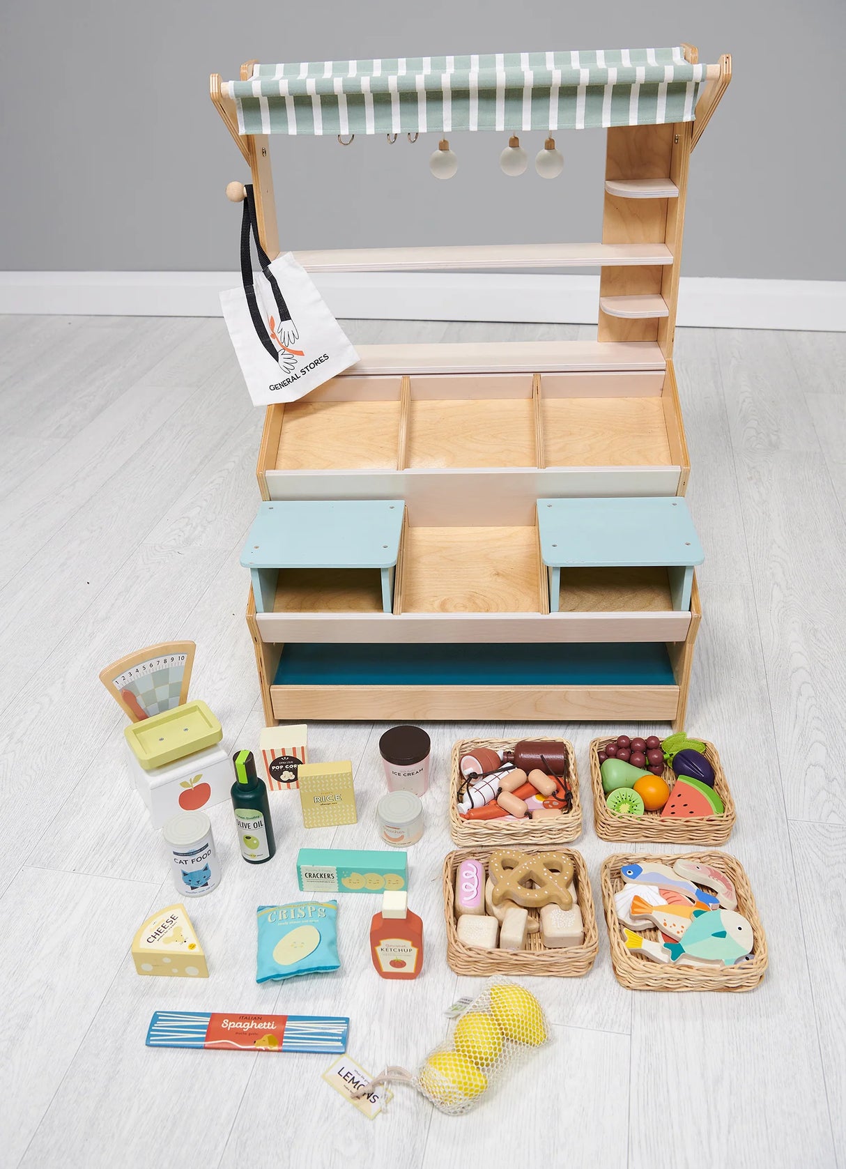 Wooden Veggie Basket Play Food