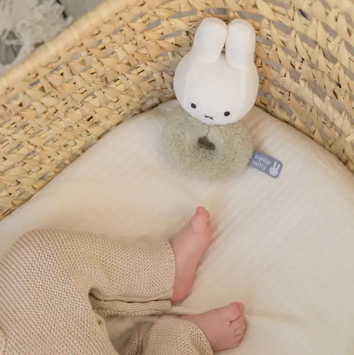 Soft & Sensory Miffy Bunny Baby Ring Rattle - Green