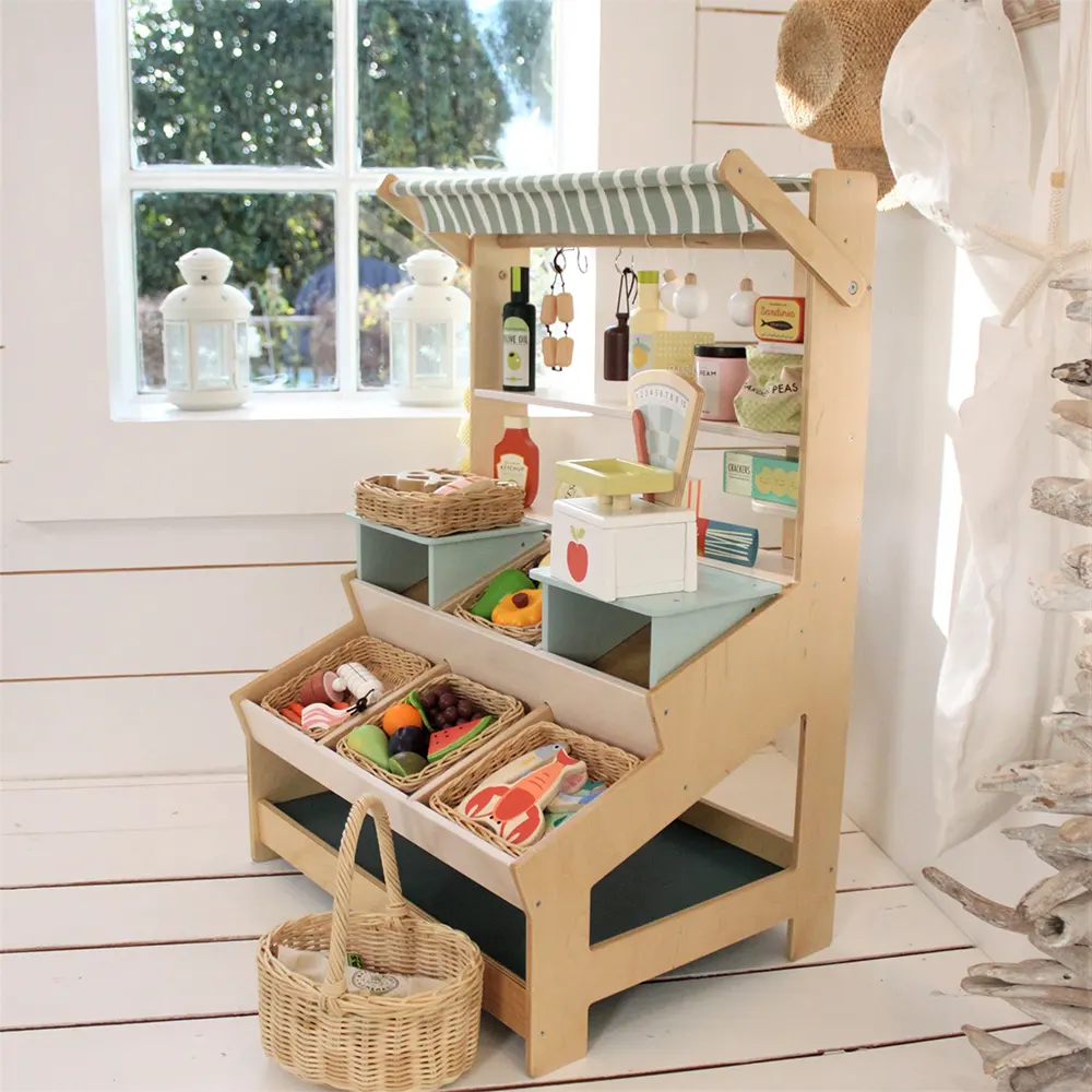 Wooden Veggie Basket Play Food