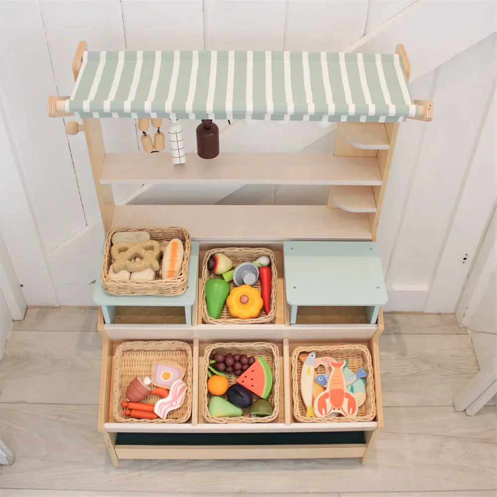 Wooden Veggie Basket Play Food