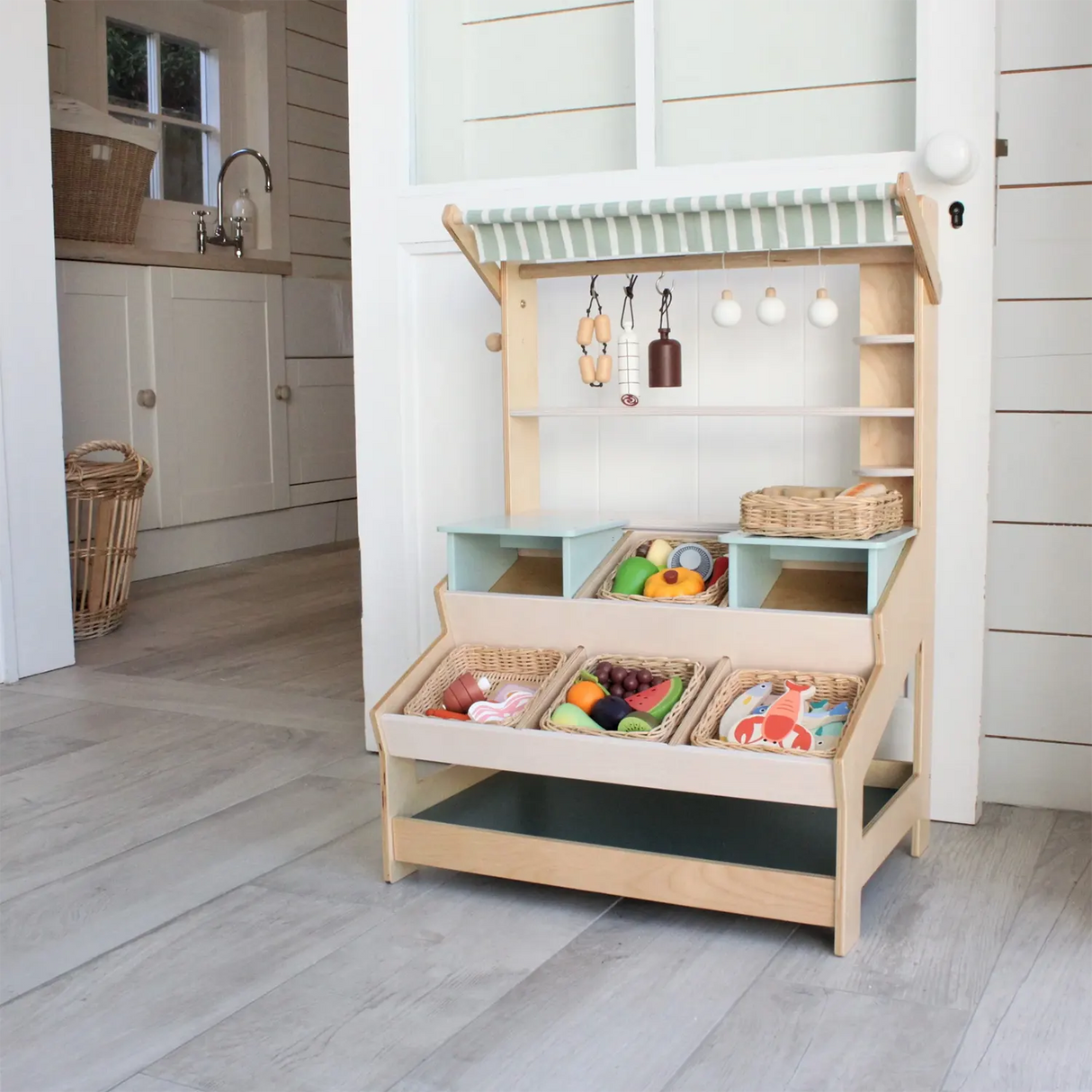 Wooden Veggie Basket Play Food