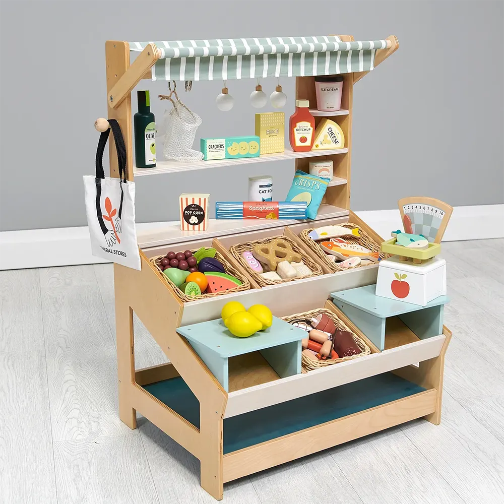 Wooden Veggie Basket Play Food
