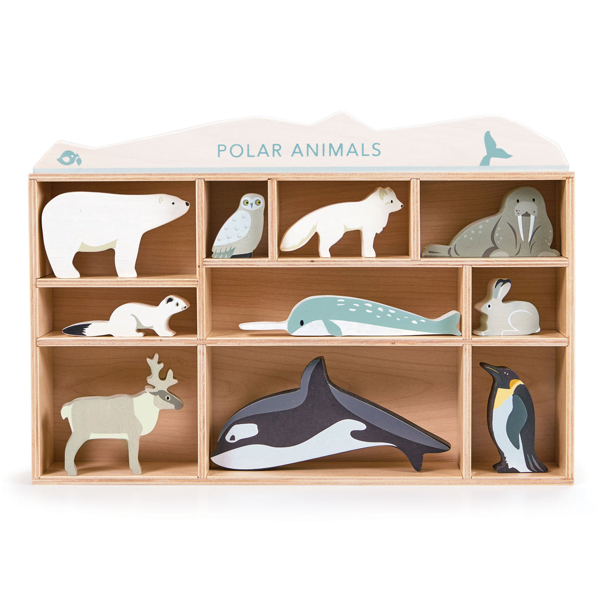Wooden Polar Animal Set Shelf
