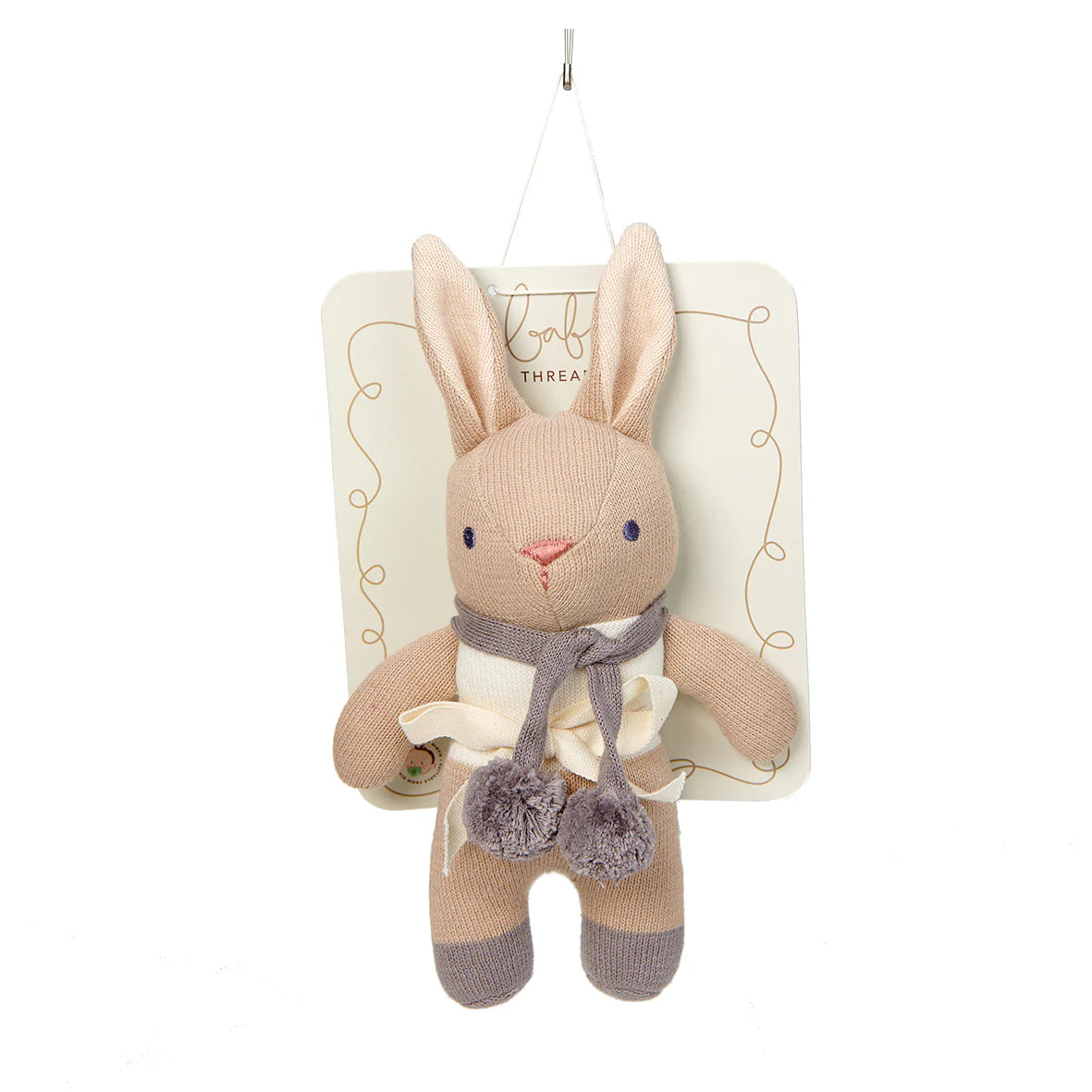 Taupe Baby Threads Bunny Rattle