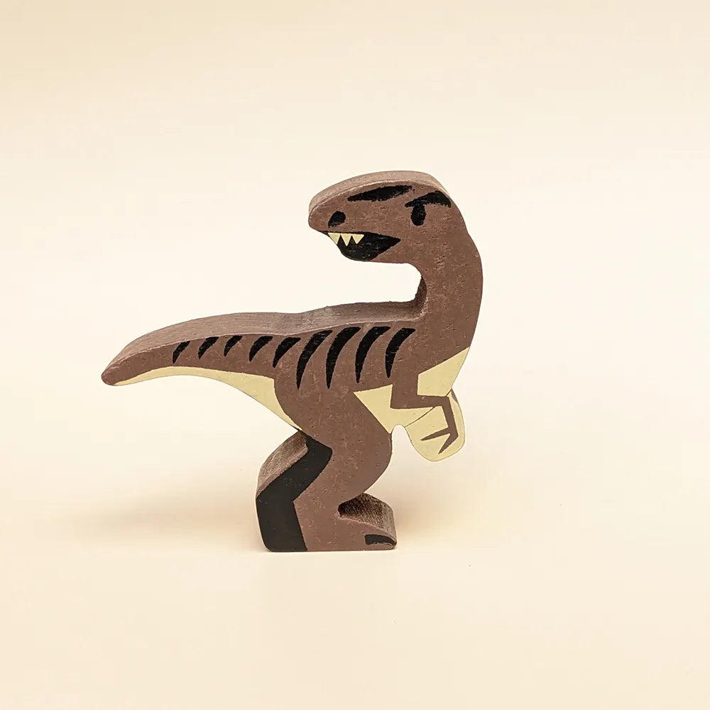 8 Wooden Dinosaurs & Shelf