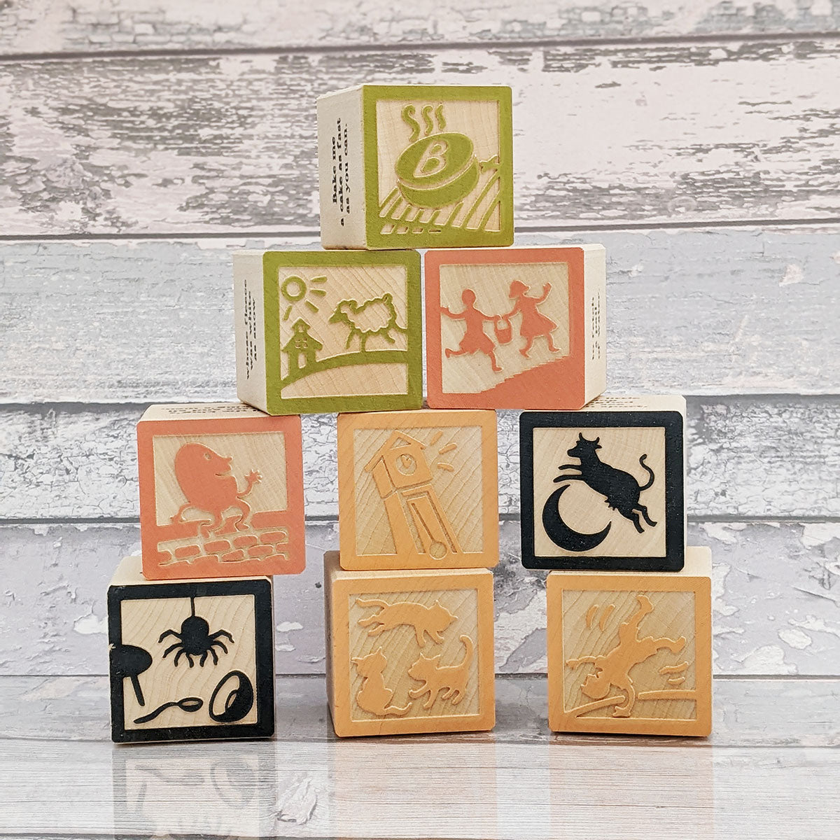 Wooden Block Set - 9 Nursery Rhyme Favourite