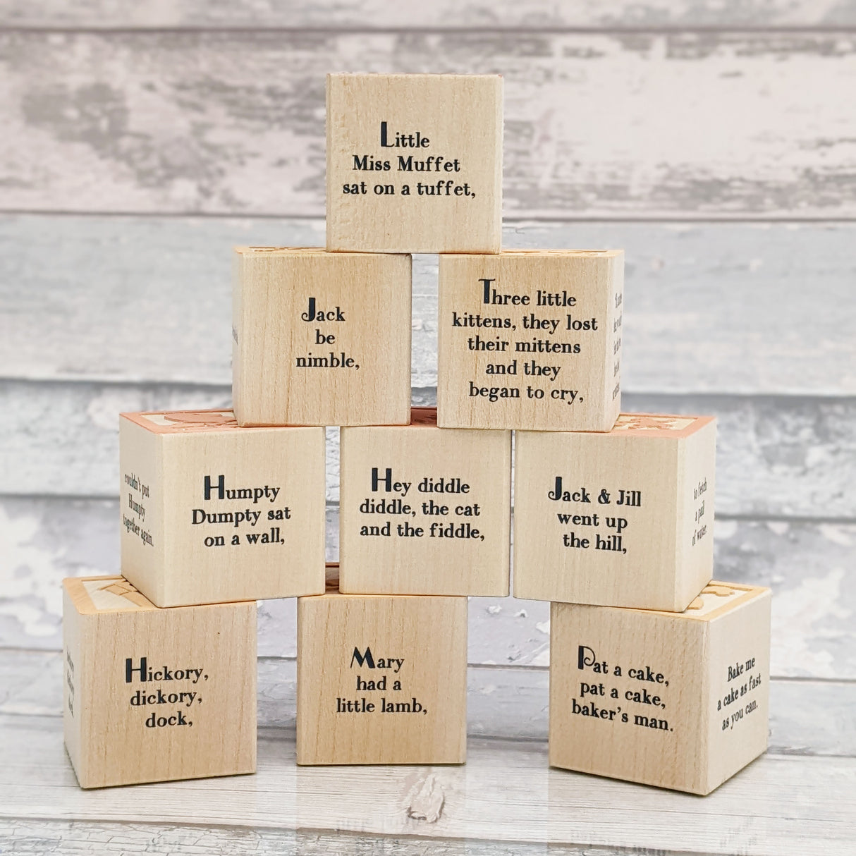 Wooden Block Set - 9 Nursery Rhyme Favourite