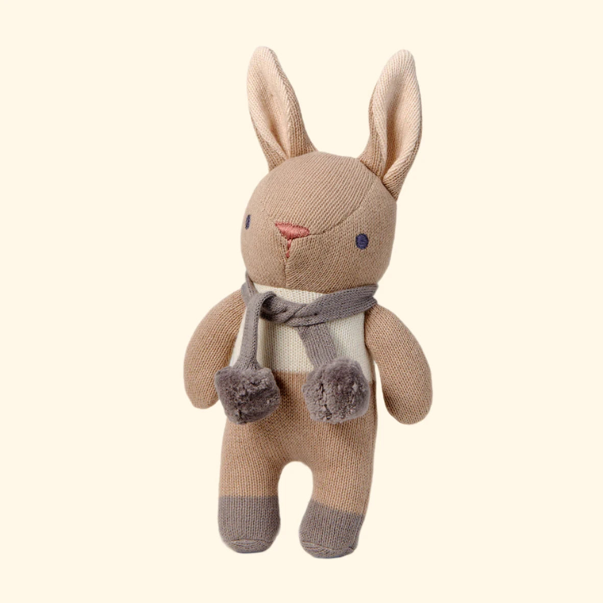 Taupe Baby Threads Bunny Rattle