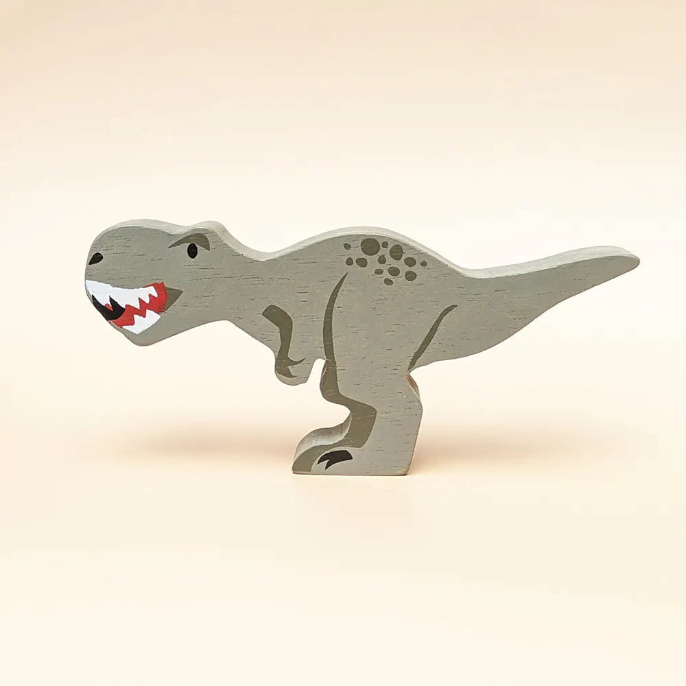 8 Wooden Dinosaurs & Shelf