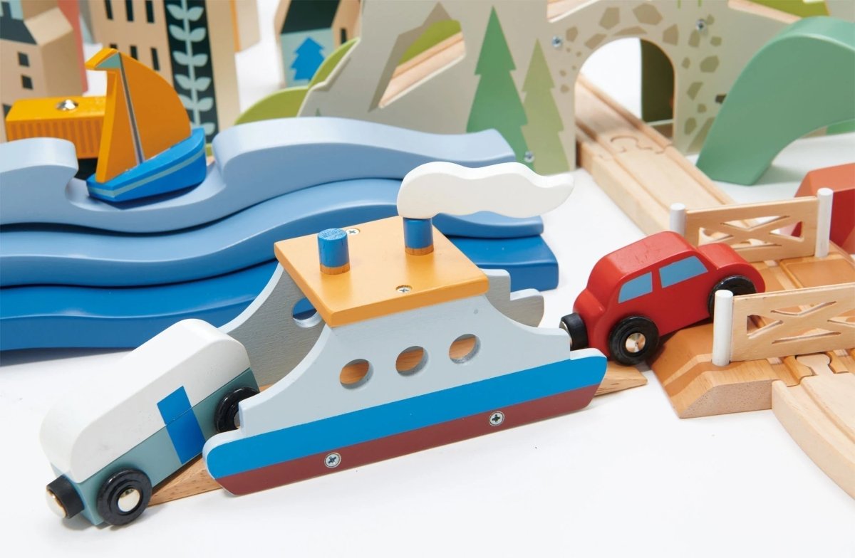 Mountain View Wooden Train Set - 58pcs - Zidar Kid