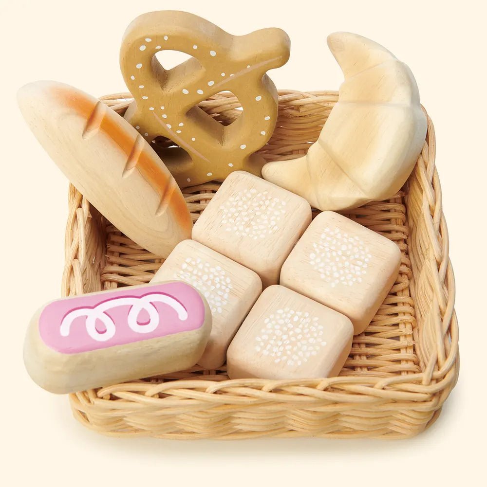 Wooden Bread Basket Play Food - Zidar Kid