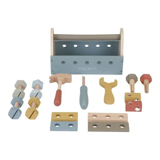 Wooden Toolbox With Toy Tools