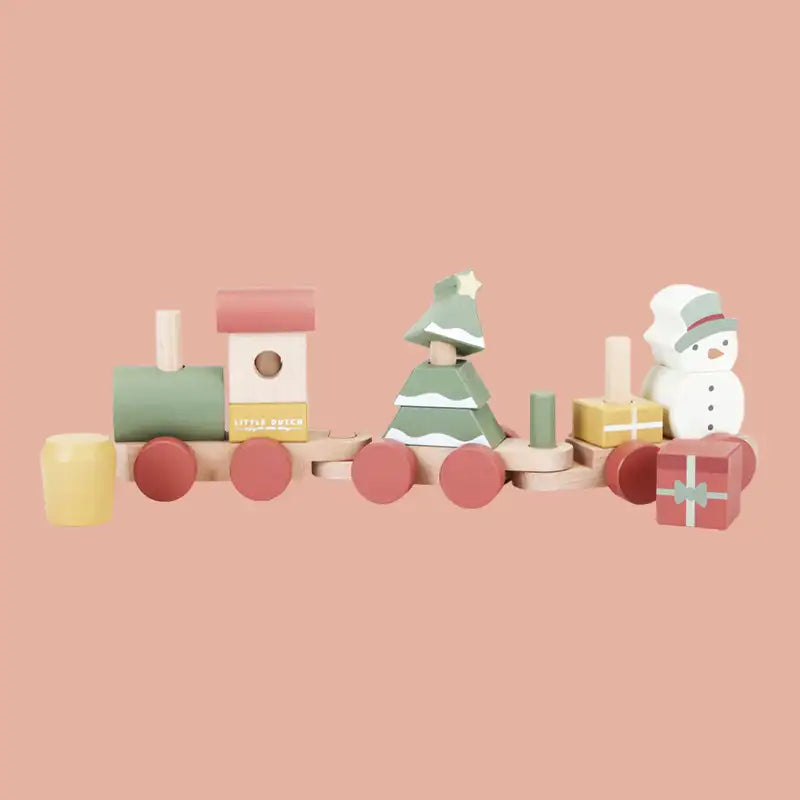 Christmas Stacking Wooden Block Winter Train