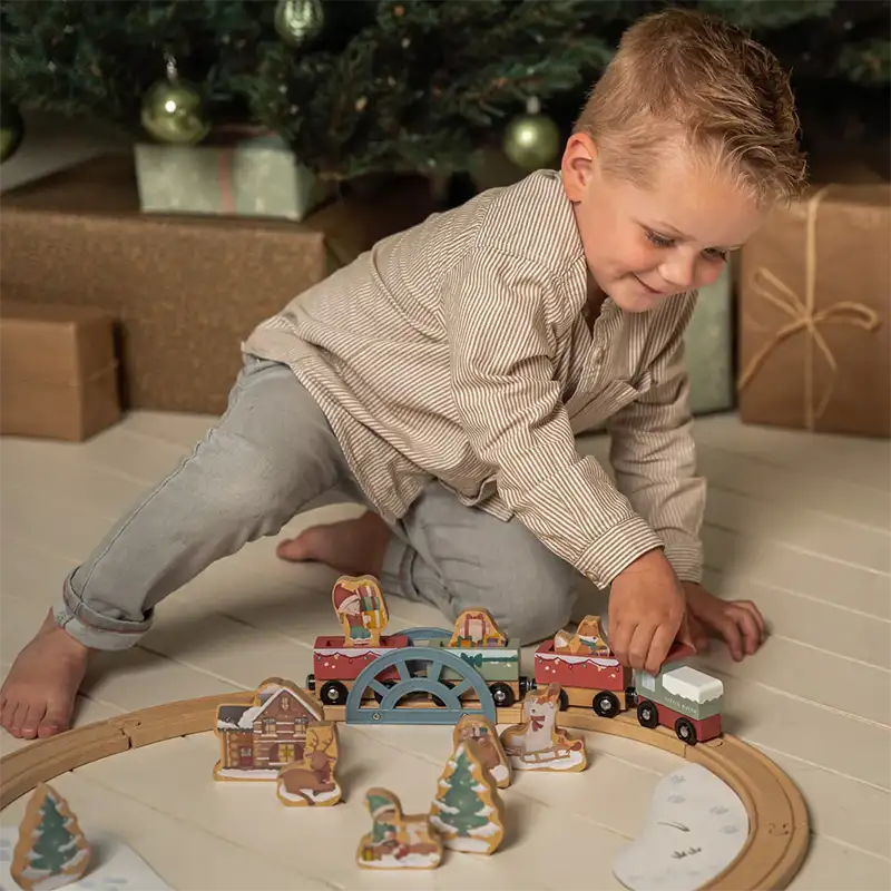 Wooden Christmas Train Track Set Winter Theme