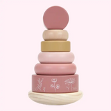 Wooden Rocking Ring Stacking Toy - Flowers
